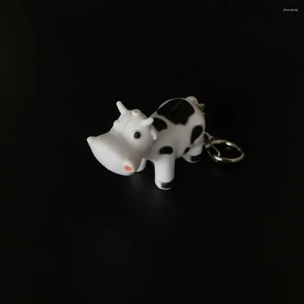 Chaveiros fáceis de transportar Mini Touch Small Cow Vocal Key Rings LED Light Chain