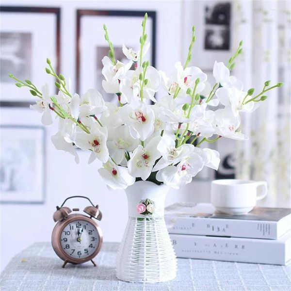 Dekorative Blumen, Hochzeit, Heimdekoration, künstliche Schmetterlingsorchideen, langlebige Kunststoffe, realistische und langlebige Blumendekoration
