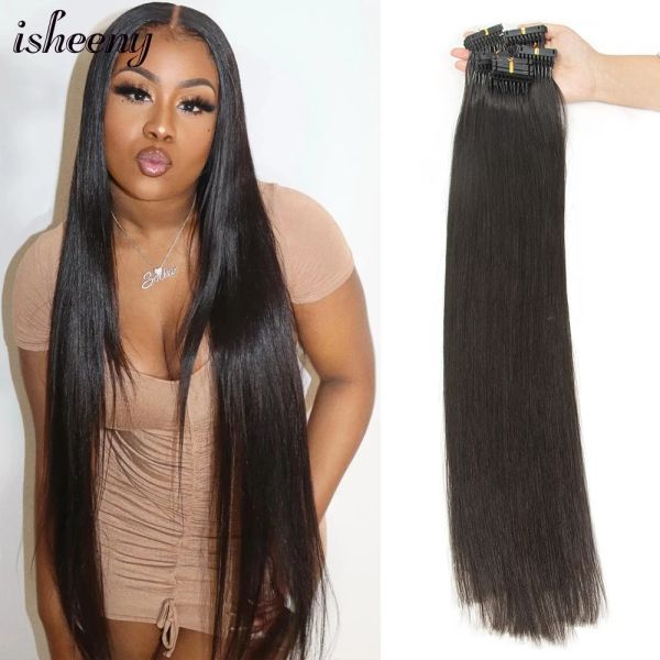 Extensions 30 Zoll 6D Echthaarverlängerungen natürliche gerade schwarze Farbe 1B Virgin Hair 50g 10 Stück Micro Ring Hair High Tech Custom 5 Tage