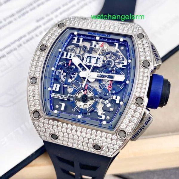 RM Watch Механизм Часы Хорошие часы RM011-FM Platinum Original Diamond Set Felipe Massa Limited Edition RM011 Мужские модные повседневные деловые наручные часы