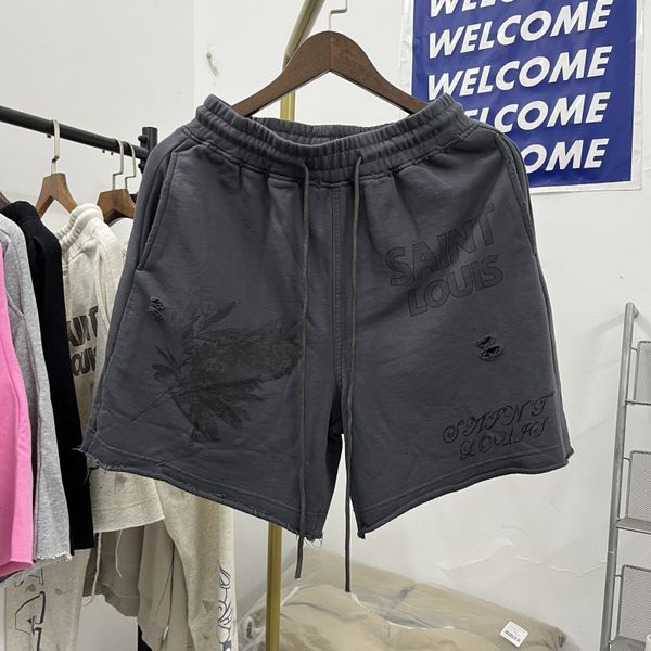 Imagens reais lavar shorts de algodão homens mulheres bolsos de alta qualidade em calções casuais 2024Ss
