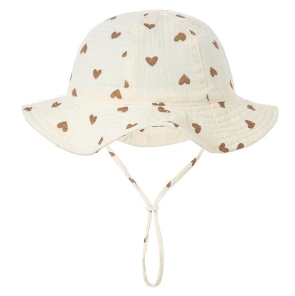 Kinder Eimer Hüte Baumwolle Kinder Sonnenhut Farben Feste Blumenbaby Sunhat Kleinkind Fischerkappen Jungen Mädchen Sommer Fischer Cartoon Strand Stil mit Windseil