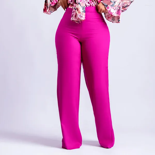 Calças femininas elegantes cintura alta volta zíper até elástico magro elegante modesto bottoms calças africano verão primavera moda