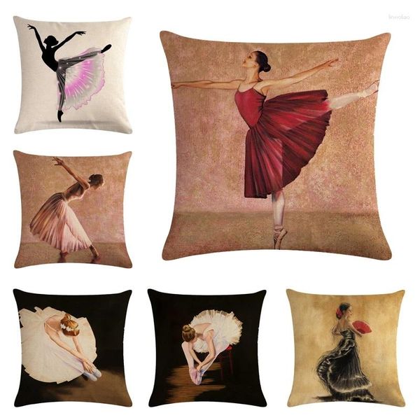 Kissen Ballett tanzen Mädchen gedruckt Cover Kunst dekorative Wohnzimmer Kissenbezug Home Decor Sofa Stuhl Sitz Kissen Fall