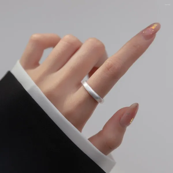 Anéis de cluster 925 prata esterlina para mulheres fosco simples minimalista aberto ajustável dedo moda banda feminina bijoux