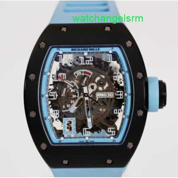 RM Watch Timeless Watch Timepiece Rm030 Argentina Blue Black Carbon Hollow Date Dynamic Storage Herren