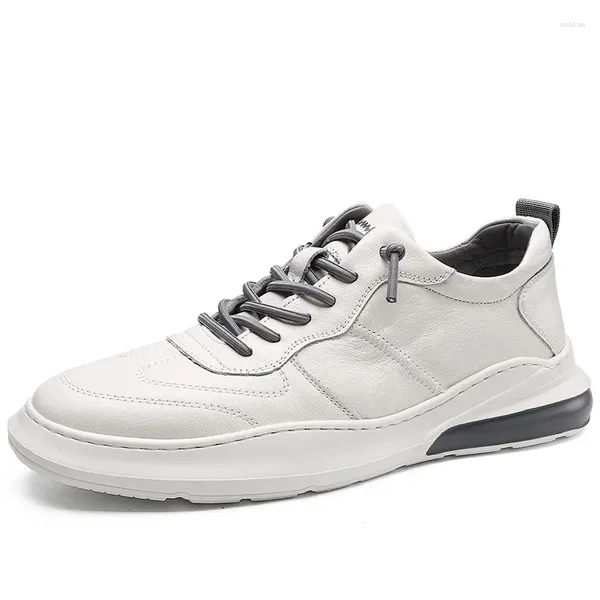 Повседневная обувь Брендовая мужская мода Белые кроссовки ручной работы для скейтбординга на шнуровке Кожаный дизайн 38-44