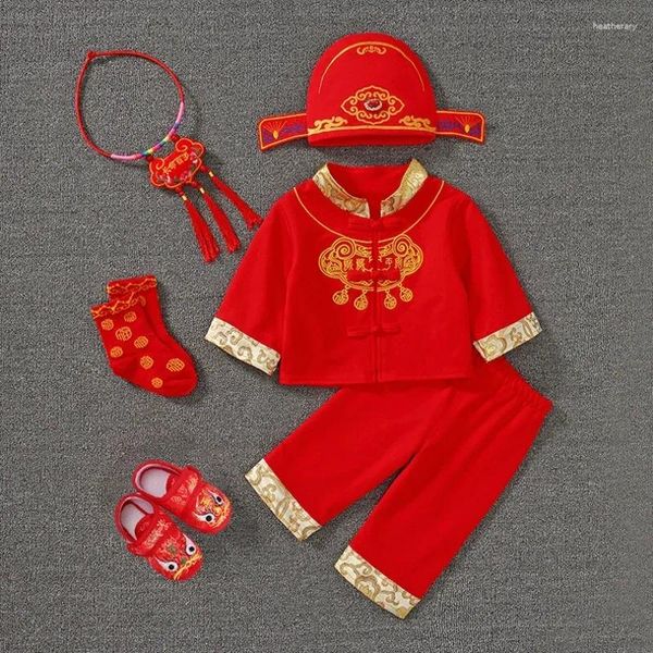 Roupas étnicas Chinês Algodão Longevidade Bloqueio Bordado Tang Terno Wushu Menino Menina Bebê Festa de Aniversário Presentes Loja Online China