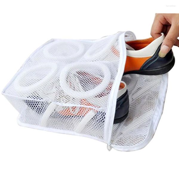 Çamaşır çantaları Taşınabilir Katlanabilir Nefes Sabah Sneaker Tenis Botlar Ayakkabı Çanta Çantası Kuru Meydan (Beyaz) Kirli Giysiler