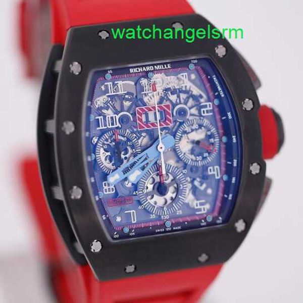 Klassischer RM-Armbanduhr-Chronograph RM011-FM Herren-Armbanduhr mit eingelegtem quadratischem Diamant und Roségold-Maschinerie, berühmter Schweizer Chronograph
