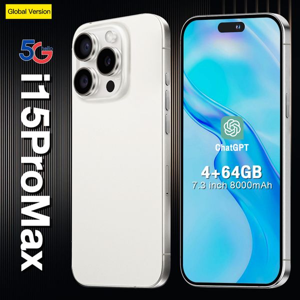 Yüz Kimliği I15 Pro MAX 5G Akıllı Telefonlar 4G LTE Octa Çekirdek 256GB 512GB 1TB Android İşletim Sistemi 6.7 İnç Tüm ekran USB-C 3.0 GPS 20MP Kamera Eylem Düğmesi Akıllı Telefonlar Yeşil Etiket Mühür Kutusu