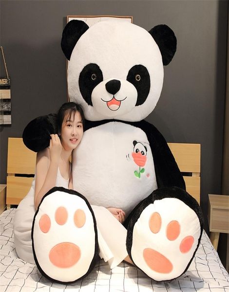 60cm80100CM Carino Big Panda bambola peluche animali cuscino bambini compleanno regali di Natale giocattoli del fumetto grande cuscino sul letto LJ20113908380