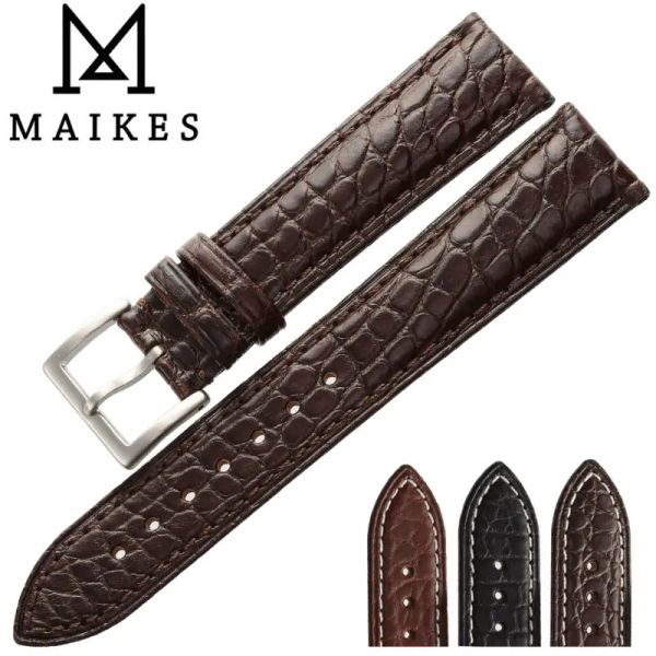 Braccialetti Maikes Real Alligator Watch Band 18mm 20mm 22mm 24mm Custodia per orologi in pelle Crocodile vera per IWC Longines