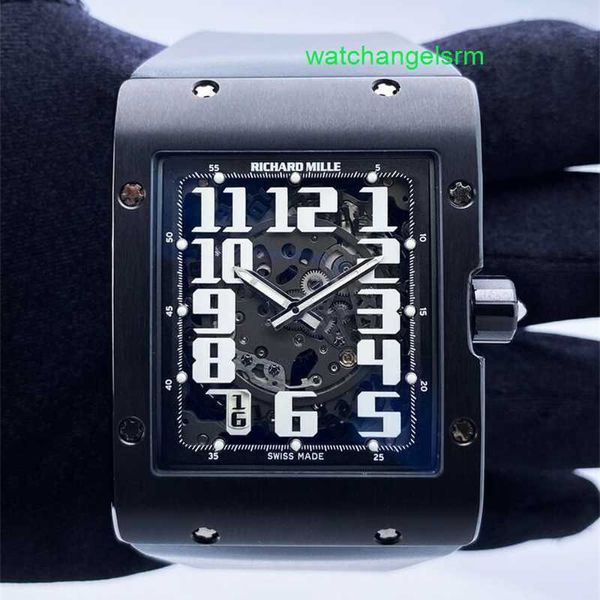 Crystal Automatic Watch Watch RM Защитные часы RM016 Extra Flat RM016 Al Ti Titanium Mens Watch Box Papers