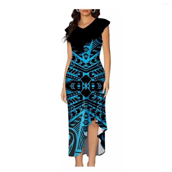 Бальные платья 2024, женское платье с индивидуальным рисунком, ретро-дизайн, полинезийское лето, ткань высокого качества, неровная длинная оборка по краю