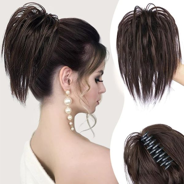 Chignon ondulado cachos cachos coques adequados para extensões de cabelo feminino clipes de garra clipes de cabelo de rabo de cavalo clipes adequados para uso diário