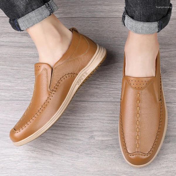 Scarpe casual 2024 marca genuino uomo in pelle mocassini italiani mocassini slip on appartamenti da uomo traspirante guida maschile