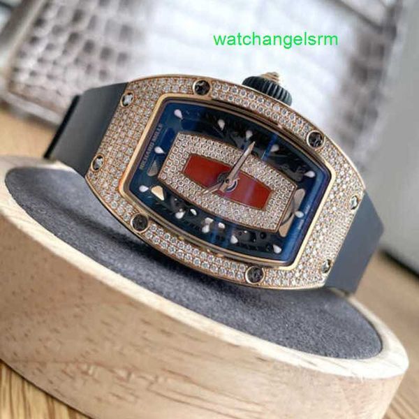 RM Watch Швейцарские часы Тактические часы RM07-01 Женские RM0701 Красные губы Небесная звезда Красное золото Бриллиант Деловой повседневный стиль