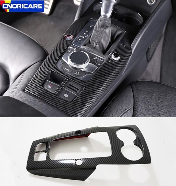 Car Styling Center Console Decorazione del pannello del cambio Adesivo Trim per A3 8V 2014-2018 LHD Accessori in fibra di carbonio colore1766325