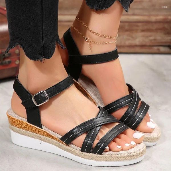 Kleid Schuhe Mode Schnalle Römischen Runden Kopf Fisch Mund Weichen Boden Schwamm Strand Plattform Damen Sandalen