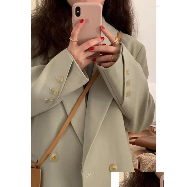 Damenanzüge Blazer Insozkdg Lila Anzugjacke Frauen Herbst Koreanische Version Oversize Design Casual All Match Mode Blazer Büro La Otx5Q