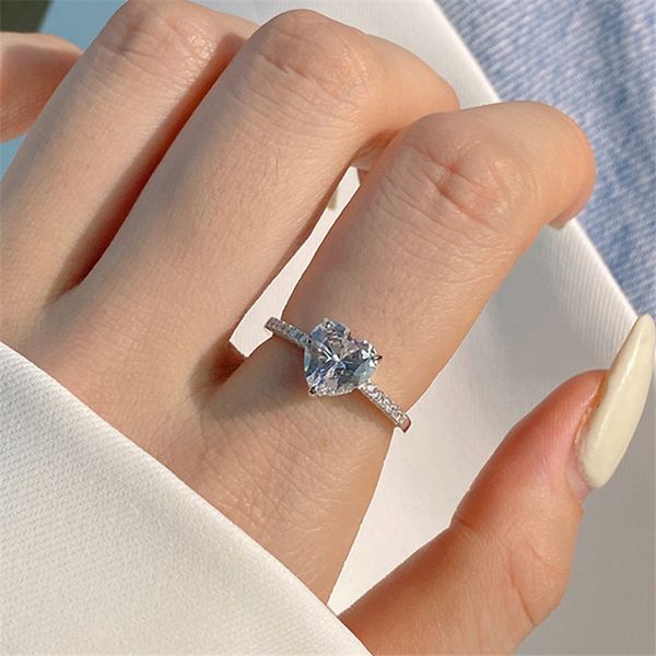 8x8mm anéis de noivado de coração para mulheres festa de casamento 925 prata esterlina rosa 5A zircônia diamante designer anel jóias de luxo mulheres casamento amigo caixa de presente tamanho 5-9