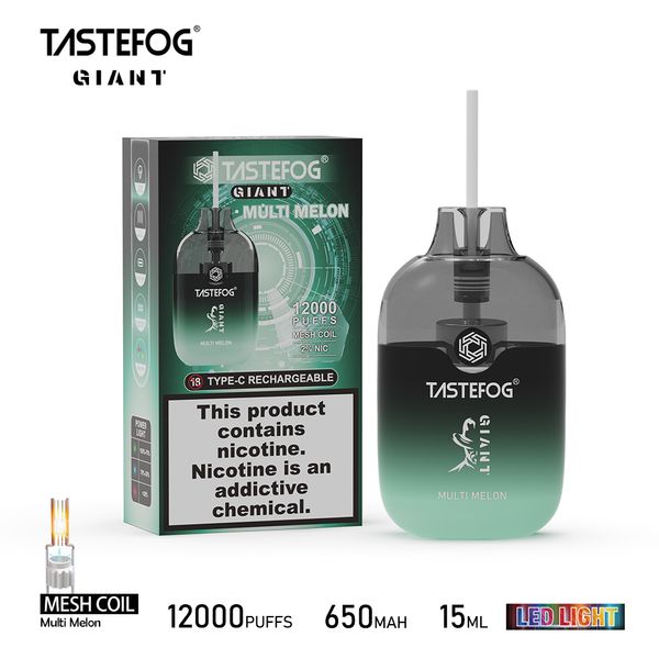 Tastefog Giant 12000 Puffs Лучшая оптовая продажа одноразовой электронной сигареты Vape