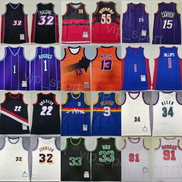 Vintage Basketball Retro Jersey Mann Kevin Garnett 21 Vince Carter 15 Drazen Petrovic 3 Kevin Garnett 5 Richard Hamilton 32 Karl Malone 32 LeBron James 23 Throwback