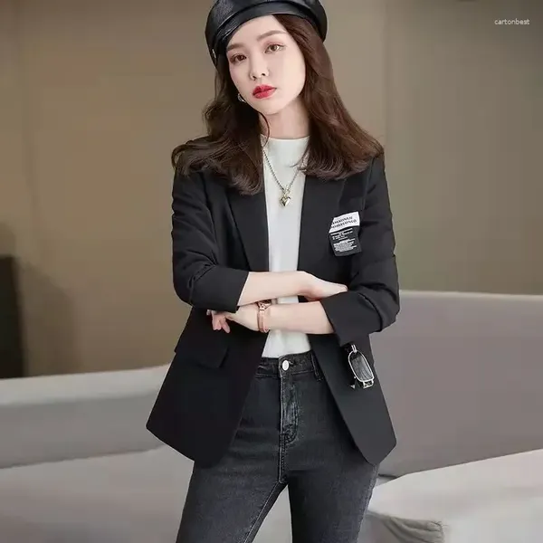 Ternos femininos blazer mulher jaqueta solta roupas preto outerwears casacos para mulheres simples elegante coreano tendência de inverno 2024 ofertas moda