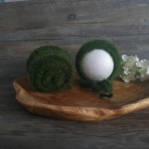 Decken Grasdecke für Baby-Pografie-Requisiten Born Mohair Handgestrickter Wickelbezug mit Hut