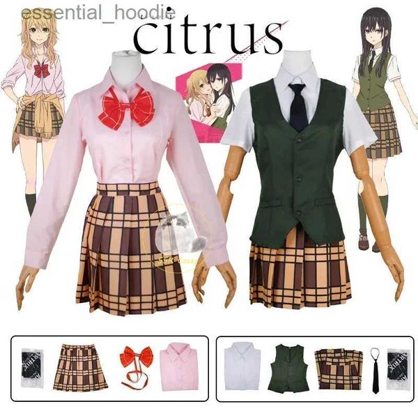 cosplay Trajes de Anime Laranja role-playing Aihara Yuzu Aihara Mei role-playing para uniformes escolares roupas justas perucas festas de HalloweenC24321