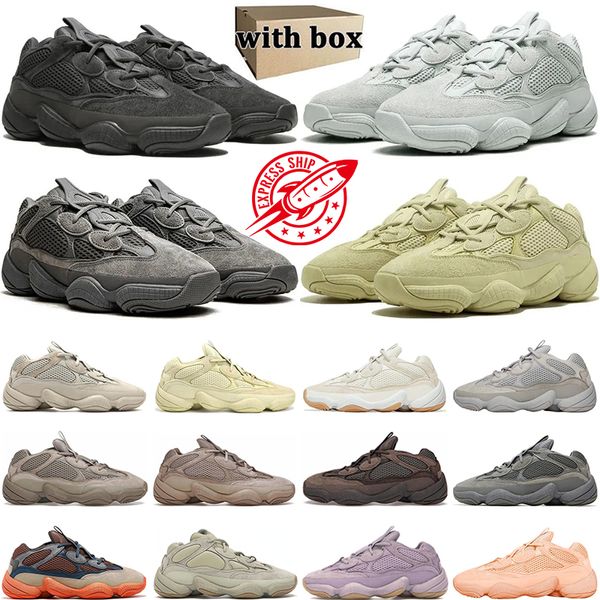 Com Box Designer Running Shoes Homens Mulheres Utilitário Preto Osso Branco Sal Blush Cinza Granito Pedra Enflame Mens Treinadores Esportes Sapatilhas