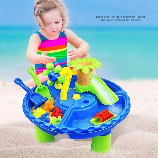 Sandspiel-Wasserspaß für Kinder, Strandspielzeug-Set, Spiel-Sandspielzeug für Kinder, Sommer-Strandtisch, Baby-Wassersand-Grabwerkzeuge für Schwimmbad am Meer 240321