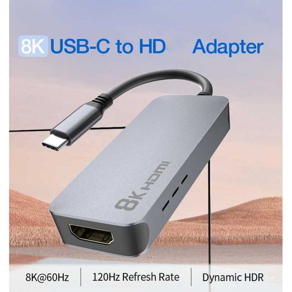 8K USB-C para adaptador-0103 120Hz Taxa de atualização 4K USB Docking Station C Hub com 3.0 TF SD Reader Slot PD