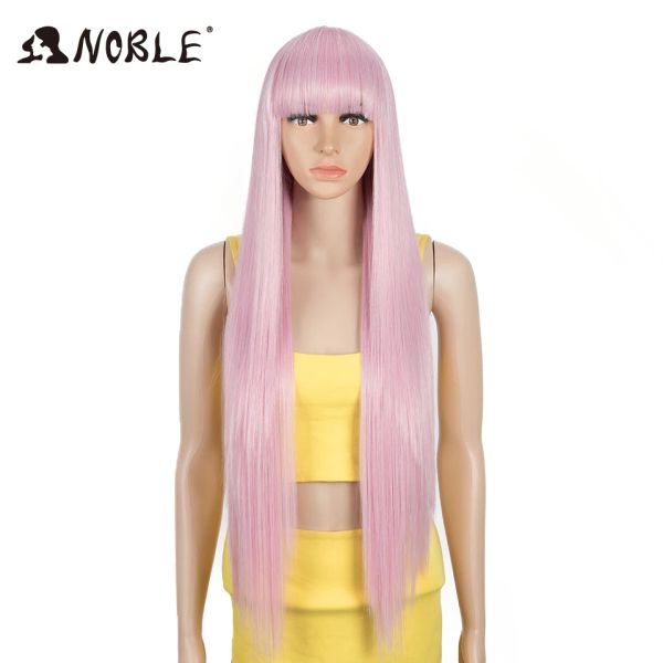 Perucas nobres peruca rosa com franja peruca sintética com franja longa ombre peruca de peruca ombre longa para mulheres peruca de cosplay para mulheres negras