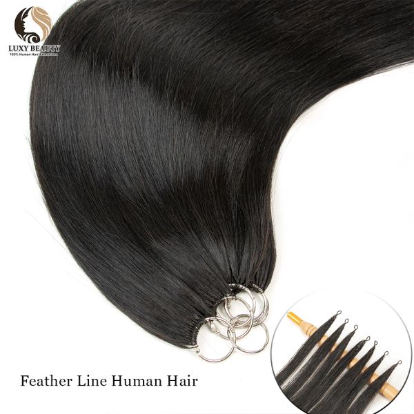 Extensões de cabelo humano linha de penas 100% remy em linha reta extensão do cabelo humano para salão de beleza micro pena extensão do cabelo 40 fios/pacote