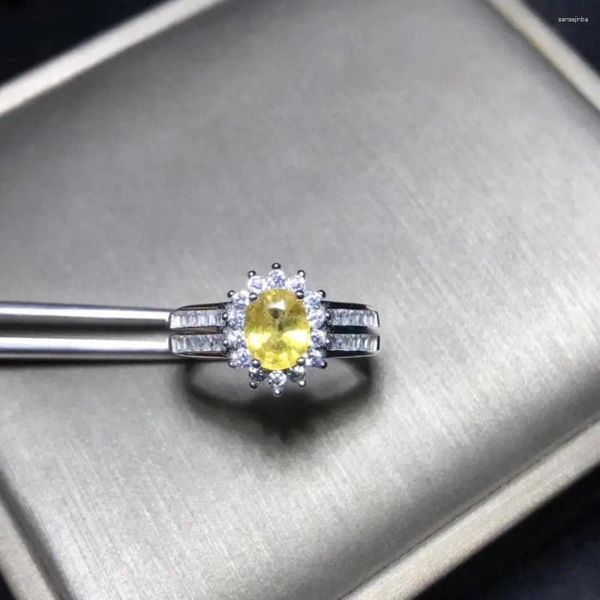 Cluster-Ringe Shop-Produkte Ring mit natürlichem Saphir, seltenes Gelb, 925er-Sterlingsilber, einzigartig.