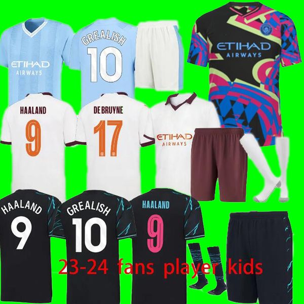 23 24 Fans Spielerversion HAALAND SOCCER JERSEYS 2023 2024 MANS CITIES 4th GREALISH STERLING MAHREZ DE BRUYNE FODEN RODRIGO Fußballtrikot Herren Kinder Kit Uniform