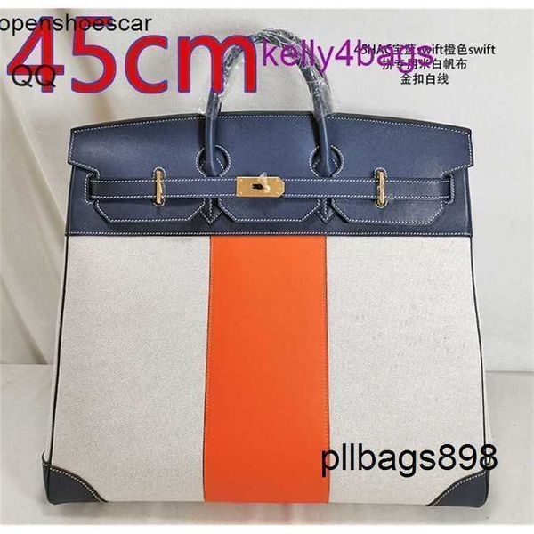 Bolsa totes de couro de vaca 40cm Bolsa Hac 40 Feito à mão de alta qualidade Togo Couro 45cm lona estilo de couro masculino e feminino de grande capacidade viagem com logotipo qq