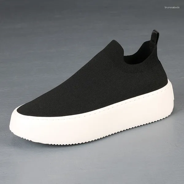 Casual Schuhe Sommer Atmungsaktive Gewebte Mesh Koreanische Version Von Dicken sohlen Socken EIN Fuß Sport Loafers Männer