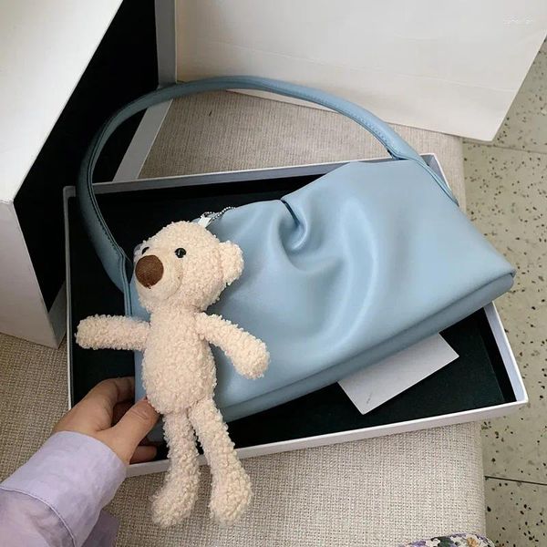Totes 2024 Borsa da donna semplice con borse a tracolla moda giocattolo simpatico orso Borse in pelle PU femminile Borsa gnocco Tote