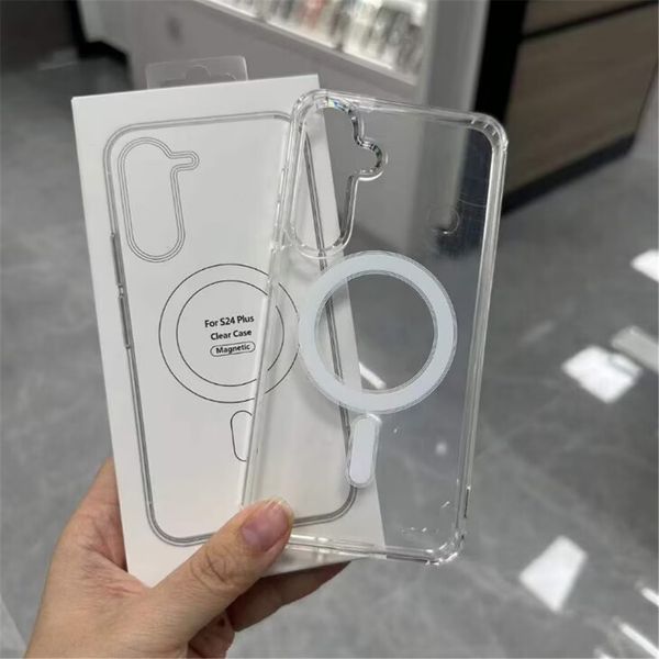 Transparente, klare Acryl-Magnet-Handyhüllen mit N52-Magneten für iPhone 15 14 13 Pro Max Samsung S23 S24 Ultra Premium Klare, stoßfeste, starke, harte Handyhülle