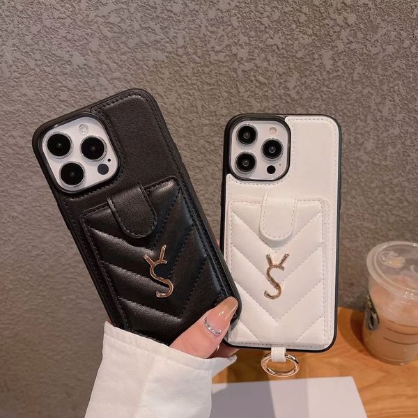 Modische Handyhülle Designer für iPhone 15 Pro Max Hülle Apple iPhone 14 Pro Max 13 Pro 12 11 XS Max XR Hülle Kartenhalter Leder gesteppter Schlüsselanhänger Mobile Cover