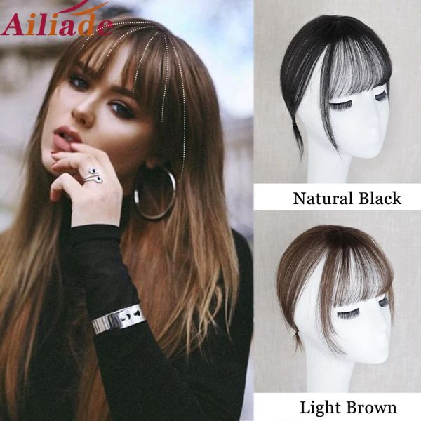 Pony AILIADE 360 Unsichtbares synthetisches Hochtemperaturhaar Nahtloser Pony Clip-In-Bang-Fransen-Haarverschluss mit Pony für Frauen