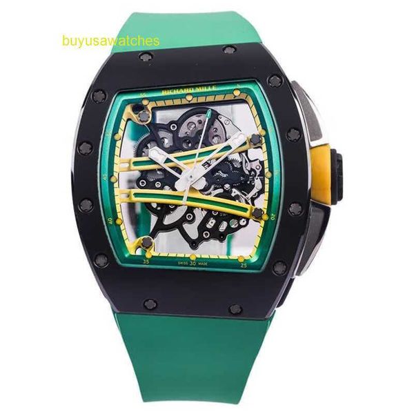 Moissanit Pilot Armbanduhr RM Armbanduhr Handbuch Rm61-01 Green Track Black Ceramic Grade 5 Titanium Splin