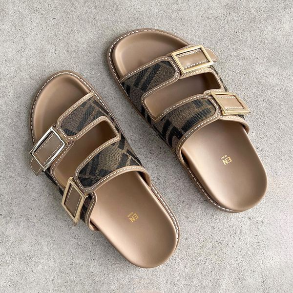 Markengefühl Pantoffeln Sunny Designer Slide Sandal Summer Casual Schuhe Frauen Sandale Luxurys Sliders Leinwand Maultier Brown Black Beach Pool Klassische Männer Lady Geschenk Loafer Box