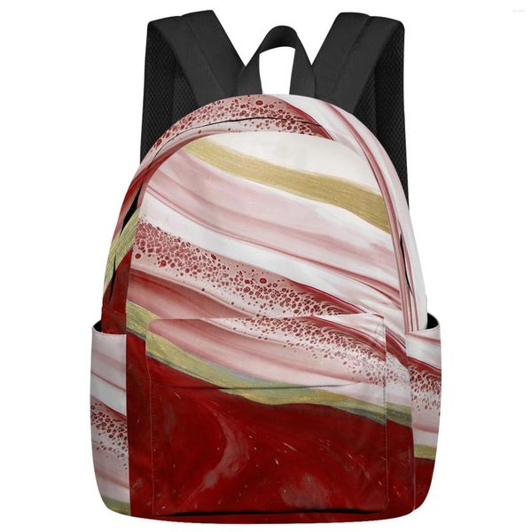 Zaino Rosso Sfumato Marmo Texture Donna Uomo Zaini Scuola da viaggio impermeabile per studenti Ragazzi Ragazze Borse per laptop Mochilas