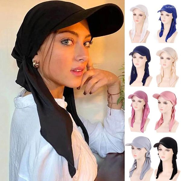 Козырьки мусульманский хиджаб бейсбольная кепка мягкий тюрбан шляпа от солнца однотонный головной платок открытый козырек от солнца женский квадратный шарф