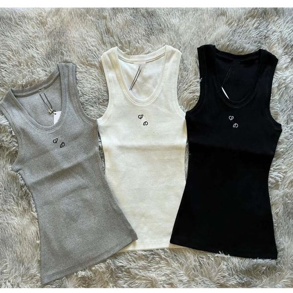 2024 Damen Top Tanks Weste T-Shirts Anagram bestickte Tanktops aus Baumwollmischung Designerröcke Yoga-Anzug Zweiteiliges Kleid BH Damen Solides Vintage-Shirt Femme Fallow GI