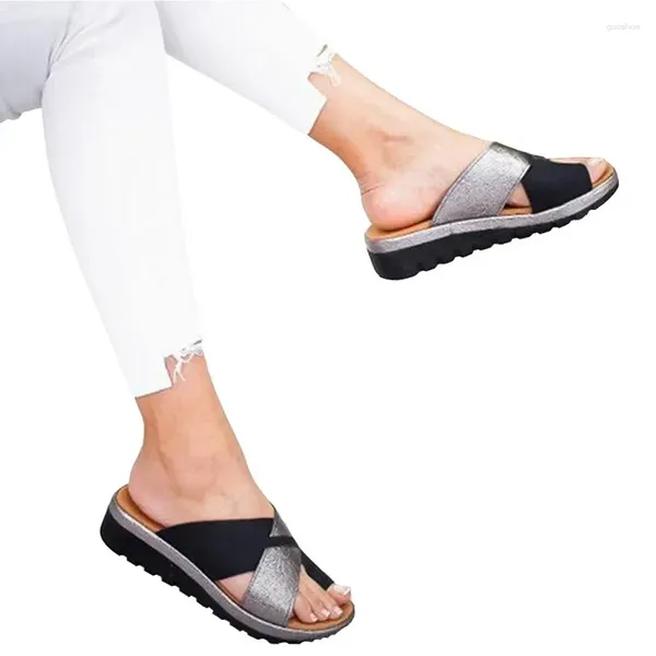 Sapatos de vestido 2024 mulheres chinelos ortopédicos bunion corrector confortável plataforma senhoras casual grande correção sandália sandalias de mujer